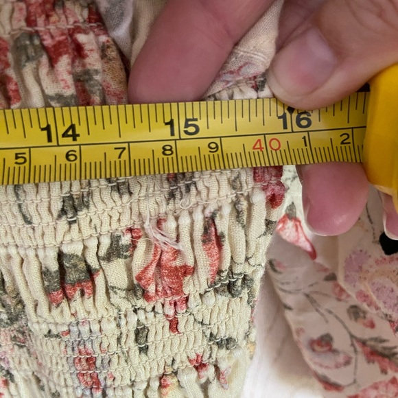 Free People Printed Oasis Shirred Smocked Square Neck Midi Dress Large - Picture 15 of 16